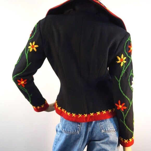Vintage Show Piece Embroidered Blazer Sz Medium IDOL England Wool Jacket Rare - Picture 7 of 13